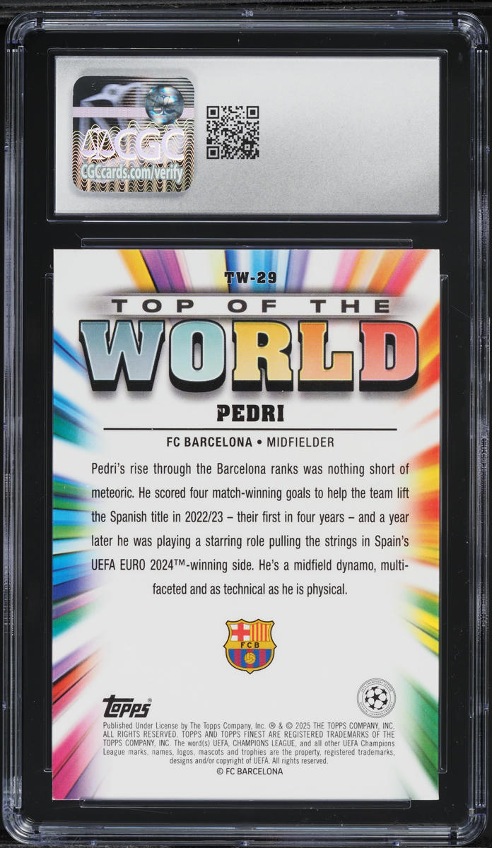 2024 Finest UEFA Club Competitions Top Of The World Pedri #TW-29 CGC 7 NRMT