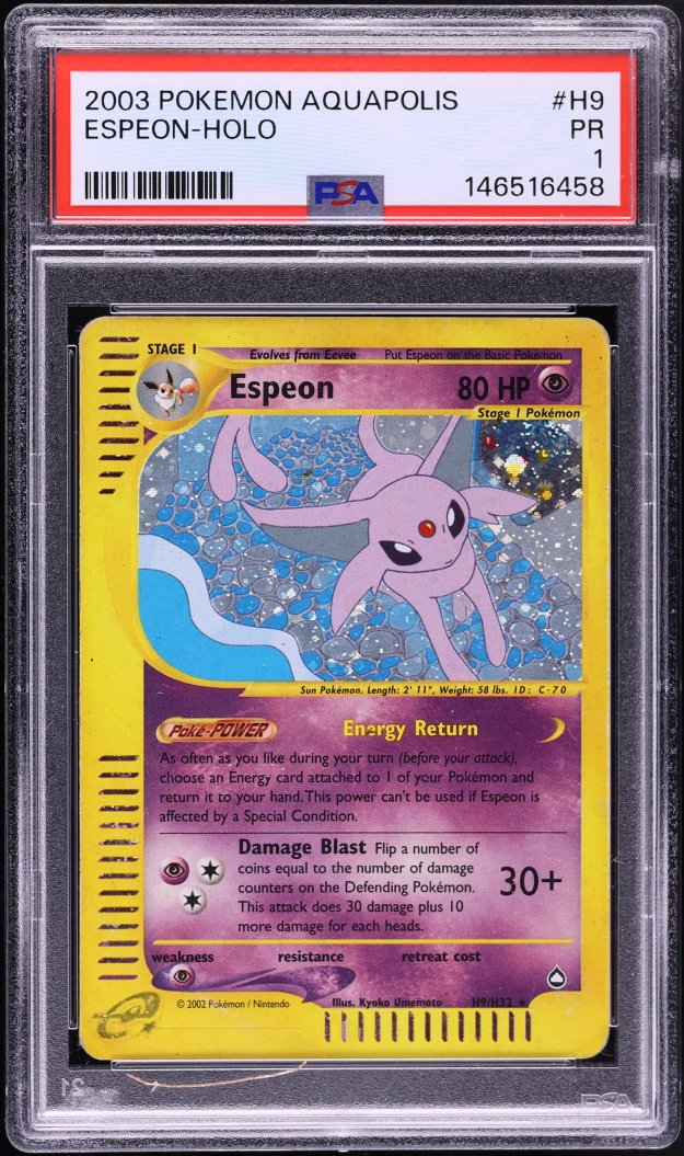 2003 Pokemon Aquapolis Holo Espeon #H9 PSA 1 PR