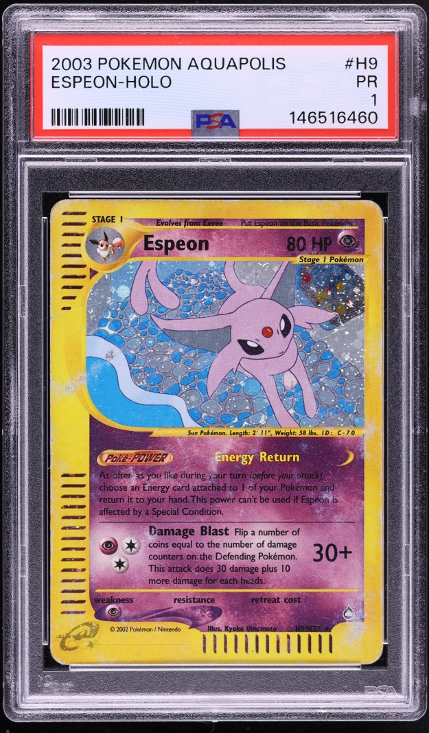 2003 Pokemon Aquapolis Holo Espeon #H9 PSA 1 PR