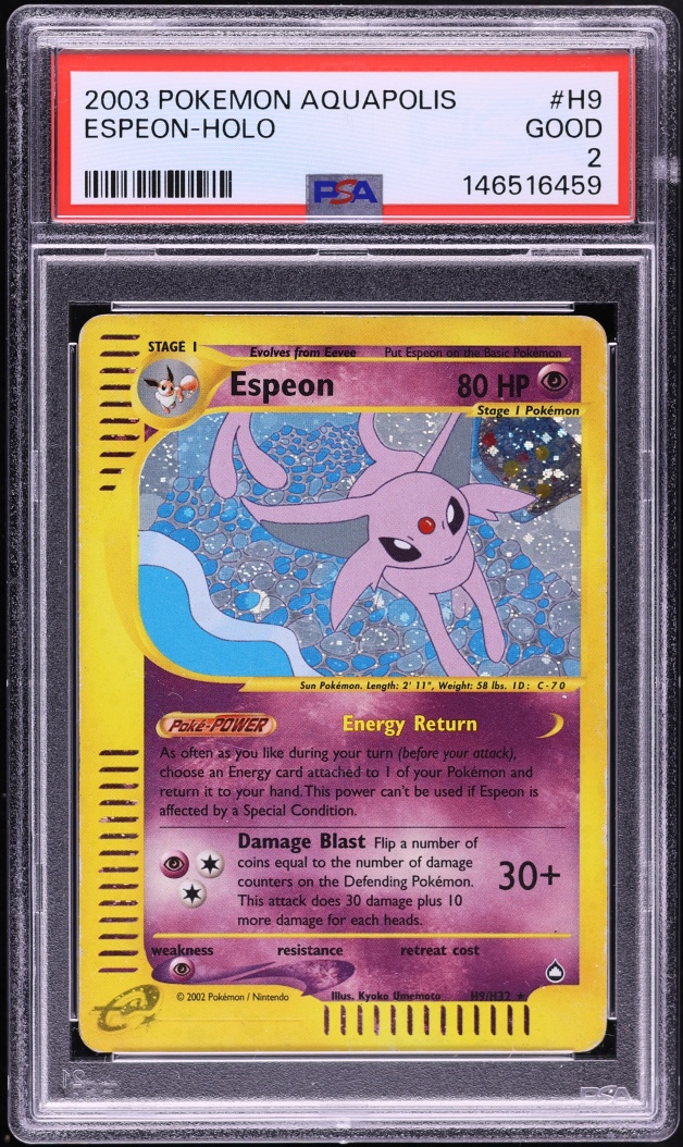 2003 Pokemon Aquapolis Holo Espeon #H9 PSA 2 GD
