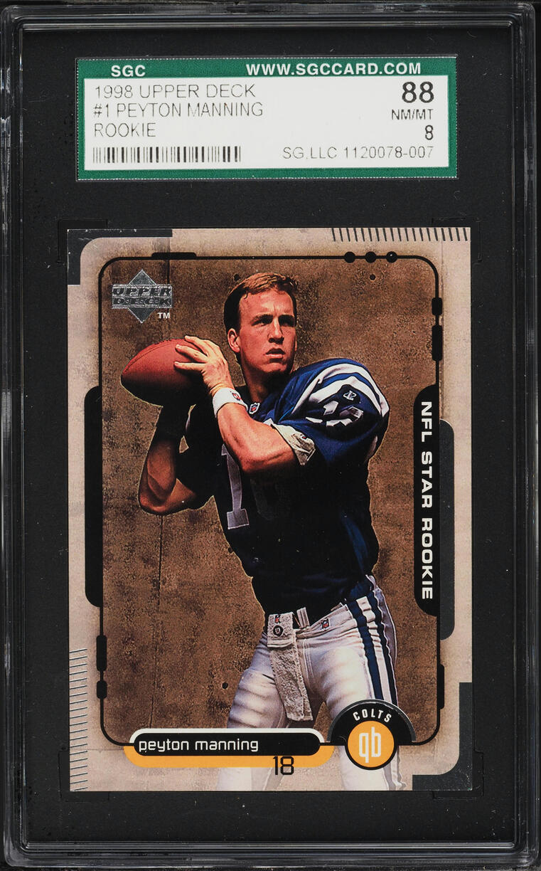 1998 Upper Deck Football Peyton Manning ROOKIE #1 SGC 8 NM-MT