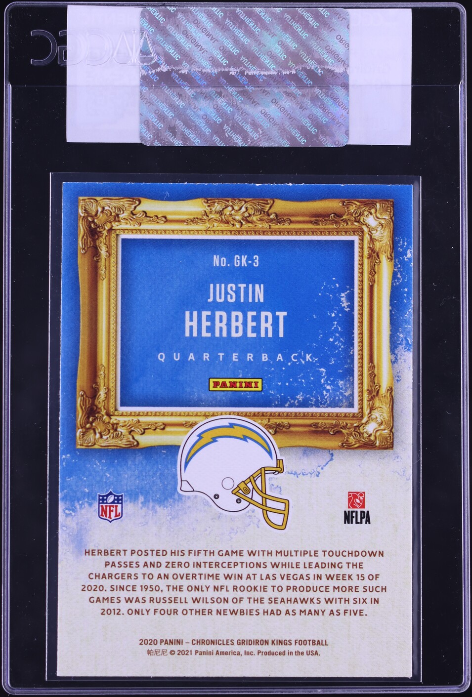 2020 Panini Chronicles Gridiron Kings Justin Herbert ROOKIE #GK-3 CGC AUTH