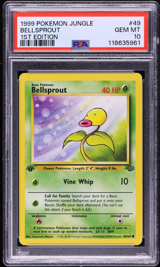 1999 Pokemon Jungle 1st Edition Bellsprout #49 PSA 10 GEM MINT