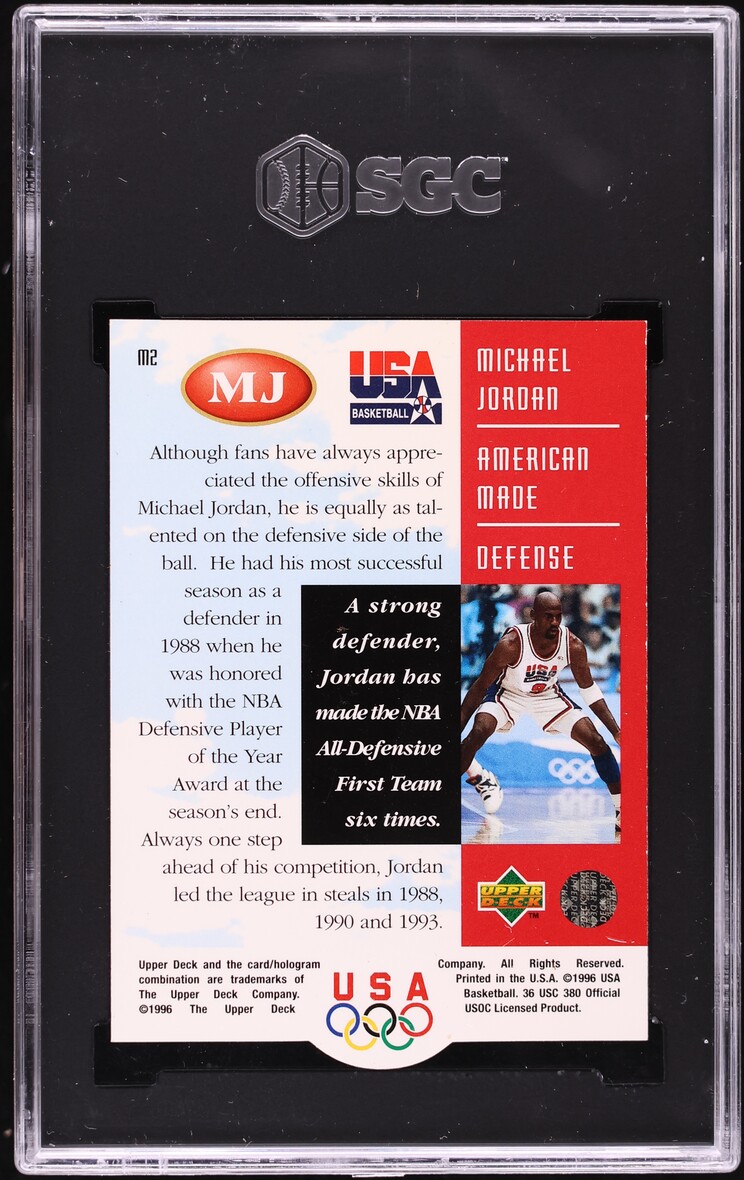 1996 Upper Deck USA American Made Michael Jordan #M2 SGC 9 MINT