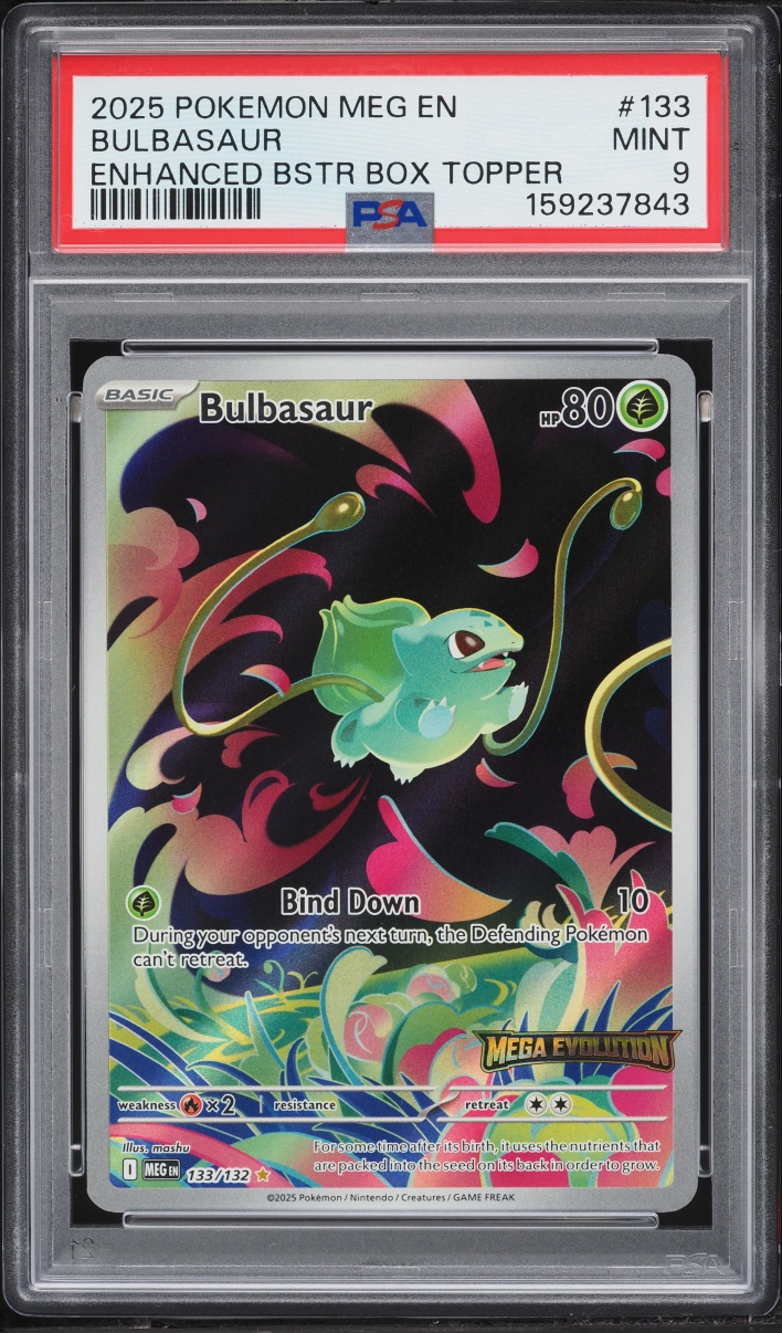 2025 Pokemon Mega Evolution Enhanced Booster Box Topper IR Bulbasaur #133 PSA 9 MINT