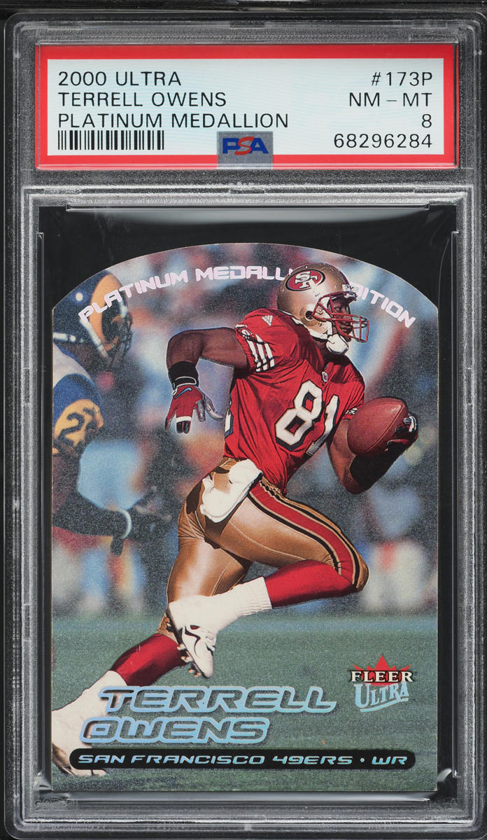 2000 Ultra Platinum Medallion Die-Cut Terrell Owens /50 #173P PSA 8 NM-MT
