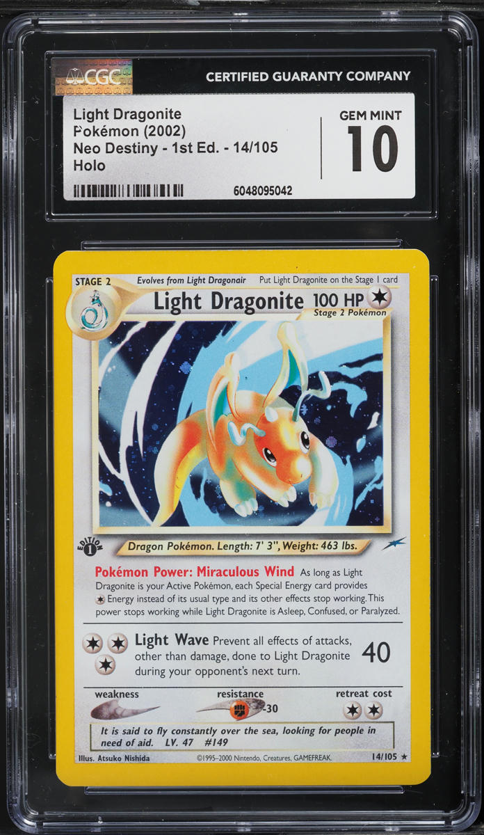 2002 Pokemon Neo Destiny 1st Edition Holo Light Dragonite #14 CGC 10 GEM MINT