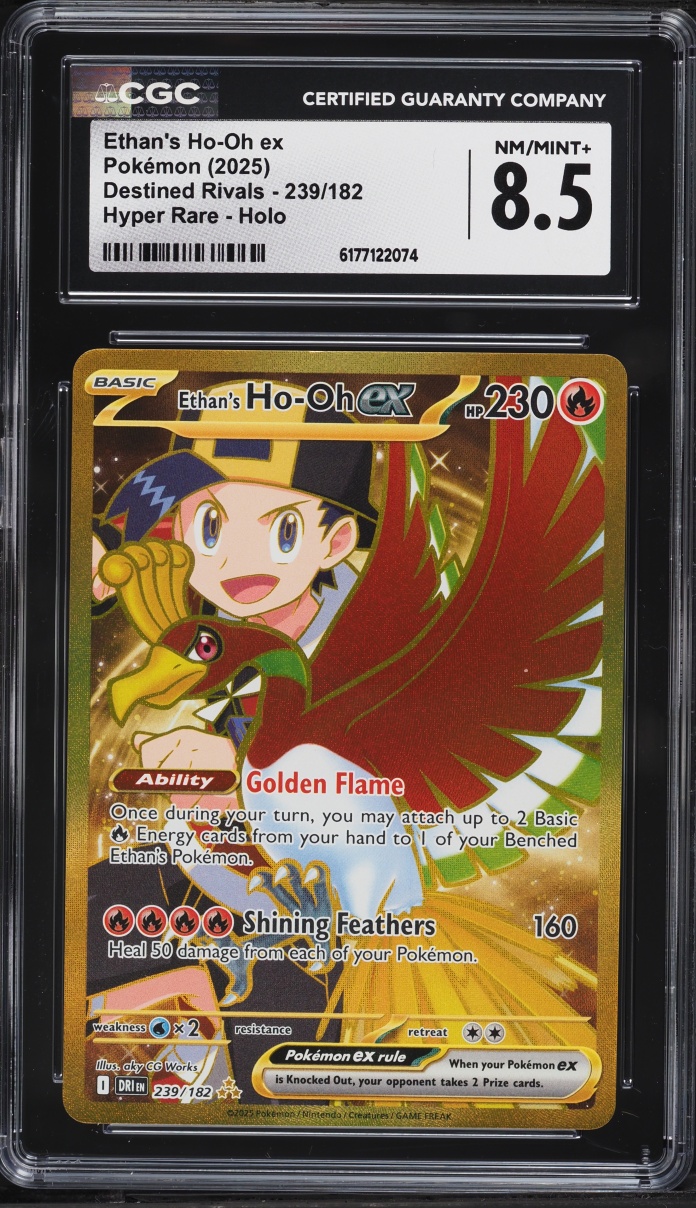 2025 Pokemon Scarlet & Violet Destined Rivals Gold Rare Ethan's Ho-Oh EX #239 CGC 8.5 NM-MT+