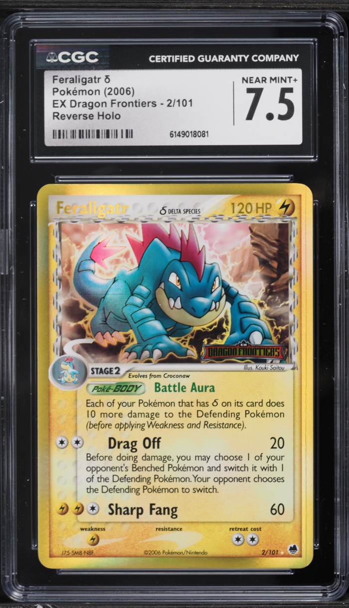 2006 Pokemon EX Dragon Frontiers Reverse Holo Feraligatr #2 CGC 7.5 NRMT+