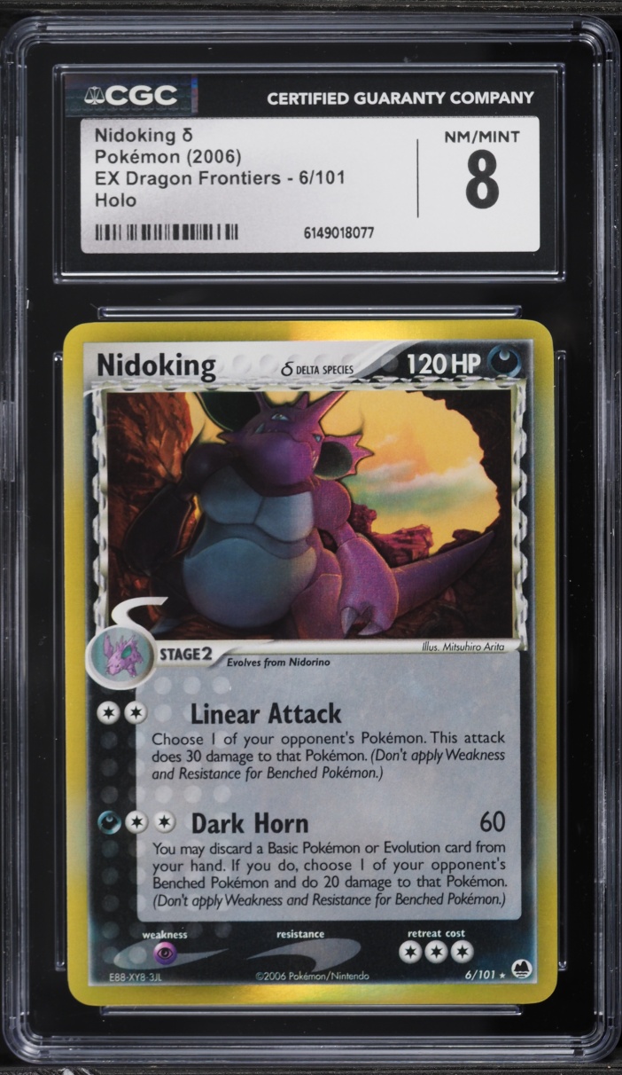2006 Pokemon EX Dragon Frontiers Holo Nidoking #6 CGC 8 NM-MT