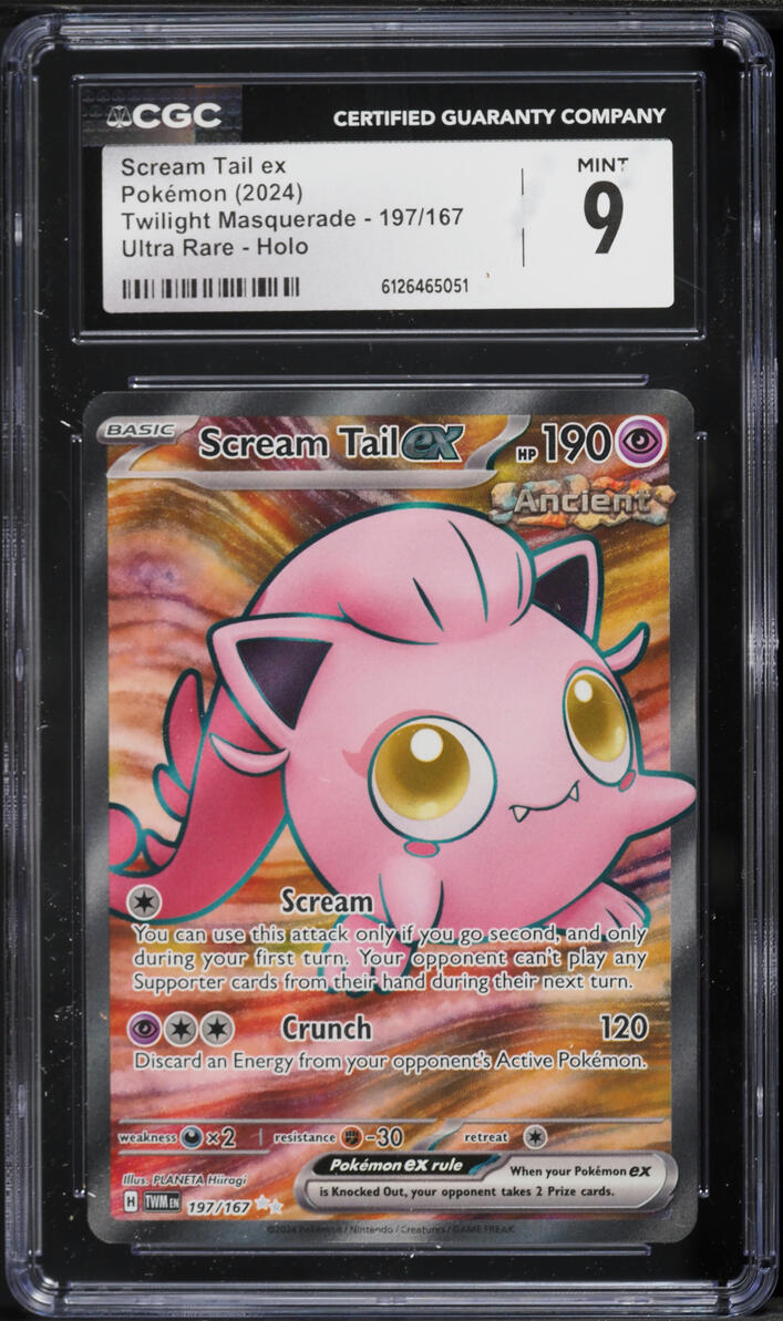 2024 Pokemon Scarlet & Violet Twilight Masquerade Full Art Scream Tail EX #197 CGC 9 MINT