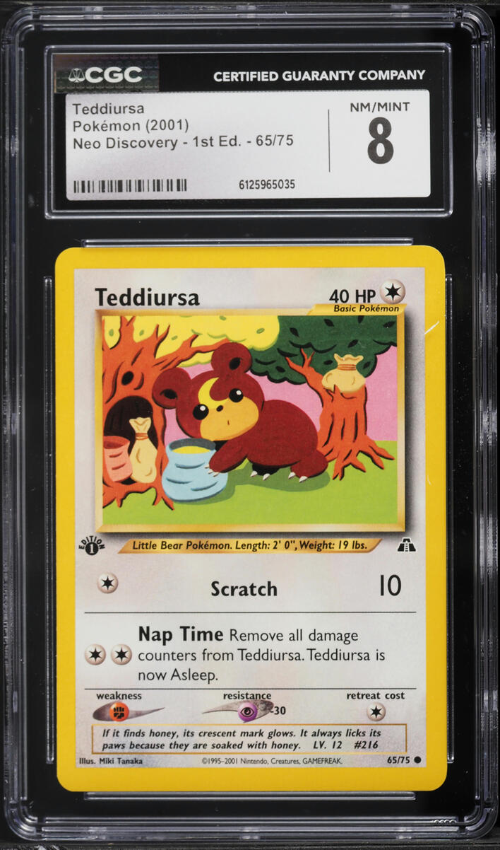 2001 Pokemon Neo Discovery 1st Edition Teddiursa #65 CGC 8 NM-MT