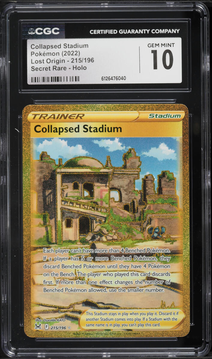 2022 Pokemon Sword & Shield Lost Origin Gold Rare Collapsed Stadium #215 CGC 10 GEM MINT