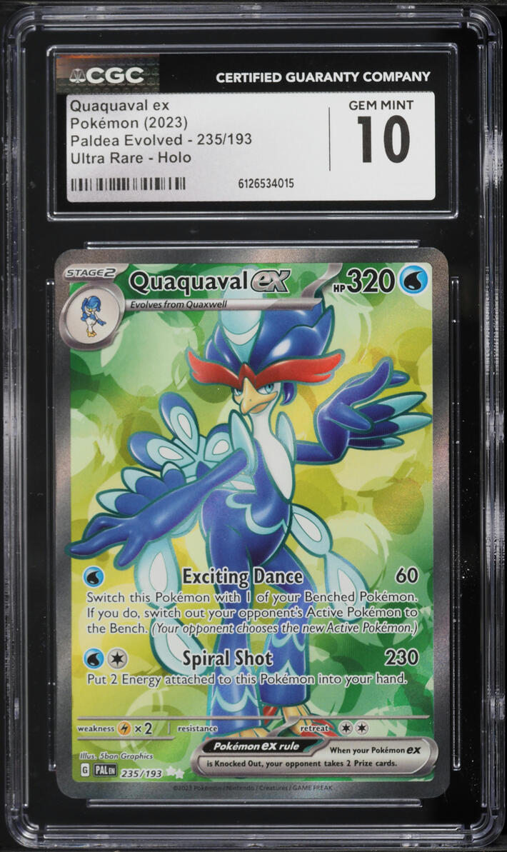 2023 Pokemon Scarlet & Violet Paldea Evolved Full Art Quaquaval ex #235 CGC 10 GEM MINT