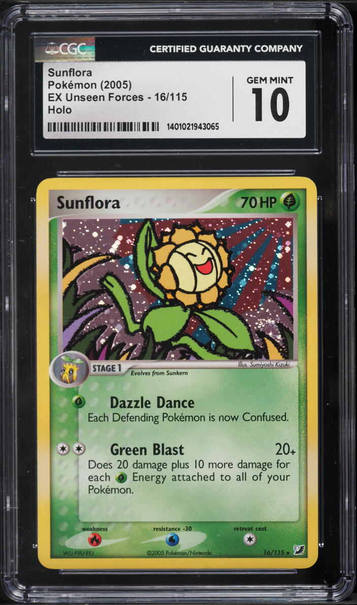 2005 Pokemon EX Unseen Forces Holo Sunflora #16 CGC 10 GEM MINT