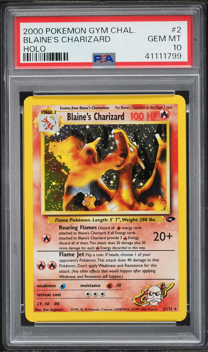 2000 Pokemon Gym Challenge Holo Blaine's Charizard #2 PSA 10 GEM MINT