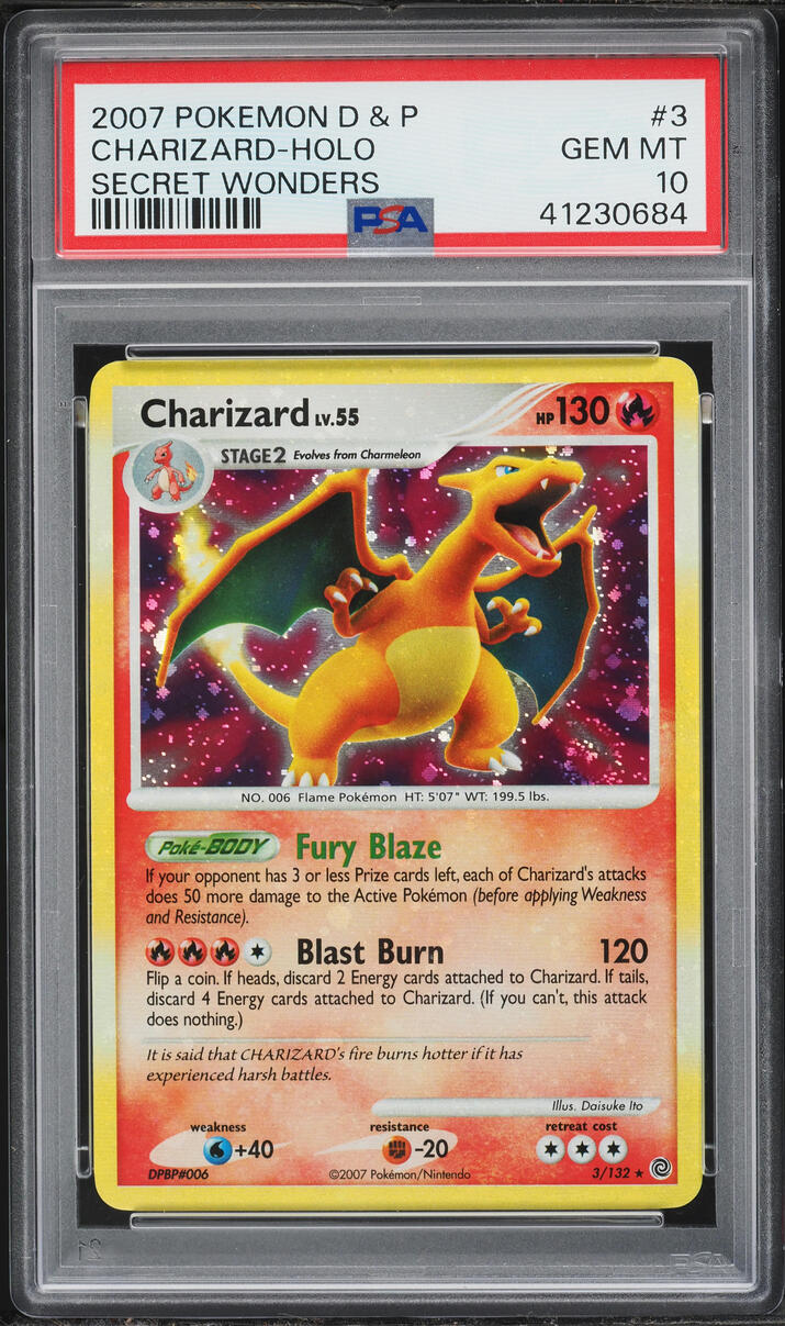 2007 Pokemon Diamond & Pearl Secret Wonders Holo Charizard #3 PSA 10 GEM MINT