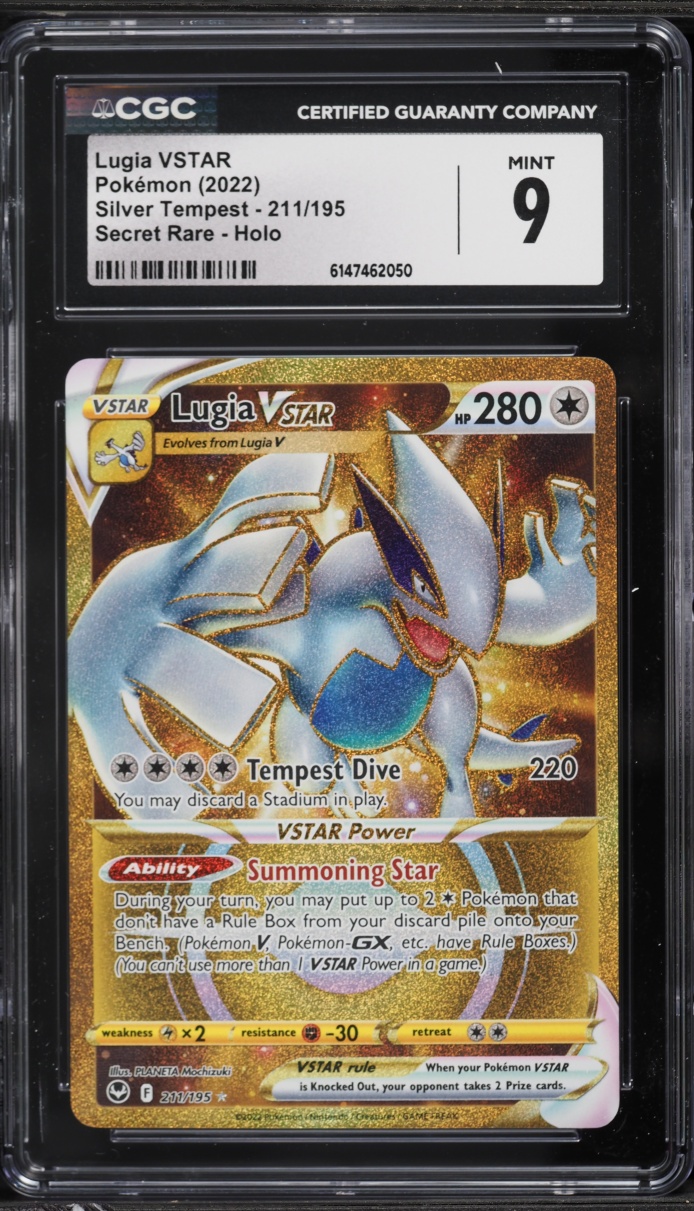 2022 Pokemon Sword & Shield Silver Tempest Gold Rare Lugia VSTAR #211 CGC 9 MINT
