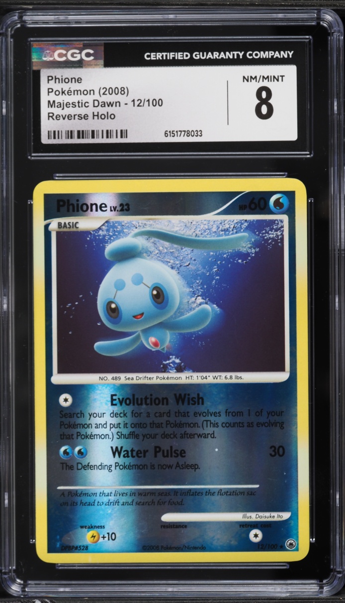 2008 Pokemon Diamond & Pearl Majestic Dawn Reverse Holo Phione #12 CGC 8 NM-MT