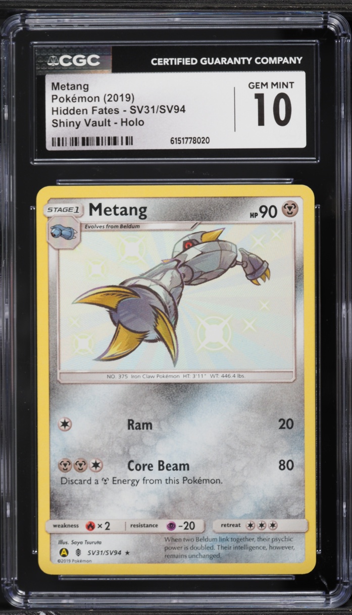 2019 Pokemon Sun & Moon Hidden Fates Shiny Metang #SV31 CGC 10 GEM MINT