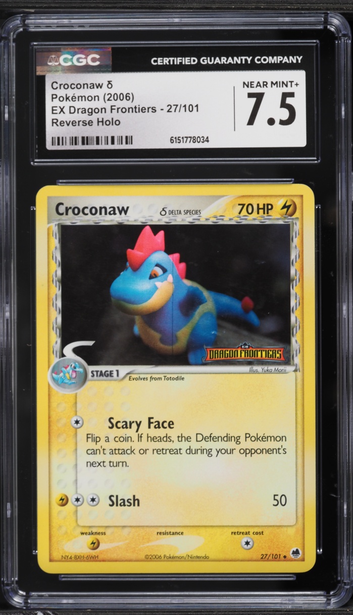 2006 Pokemon EX Dragon Frontiers Reverse Holo Croconaw #27 CGC 7.5 NRMT+