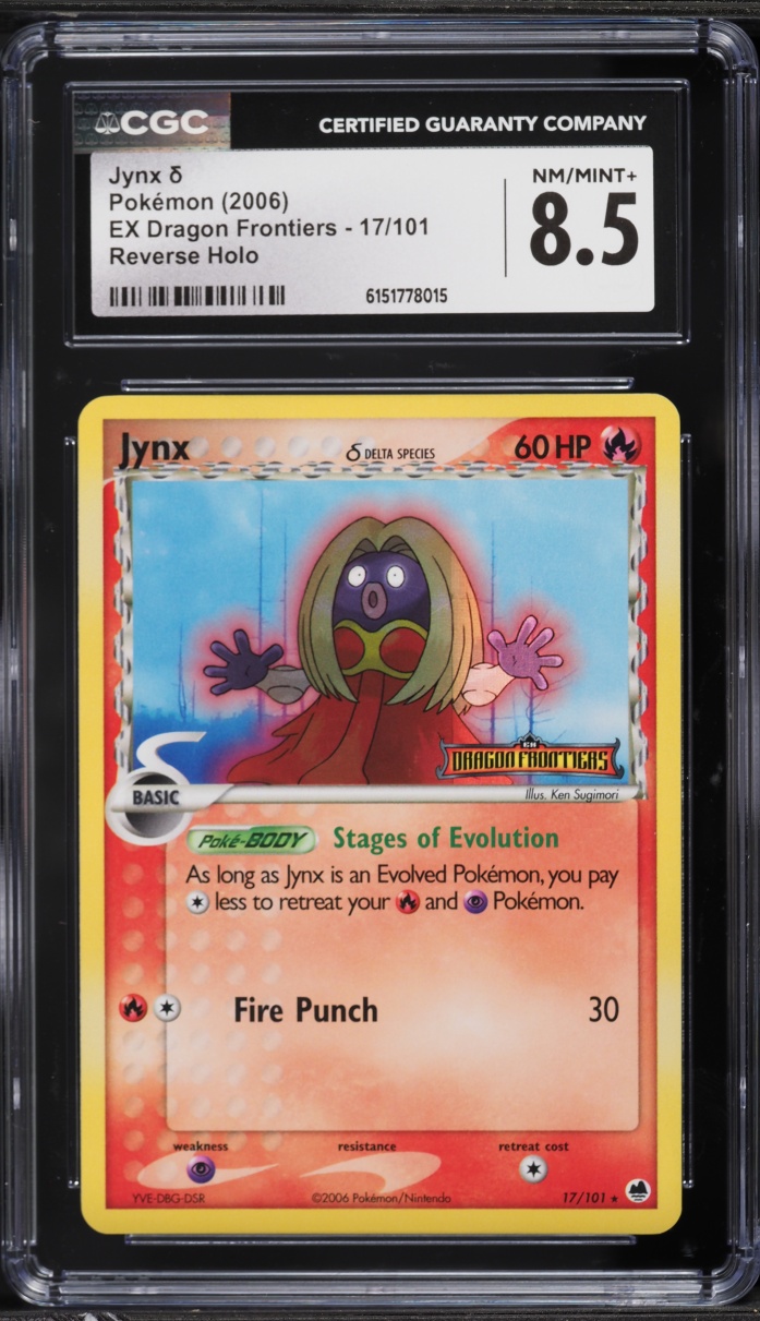 2006 Pokemon EX Dragon Frontiers Reverse Holo Jynx #17 CGC 8.5 NM-MT+