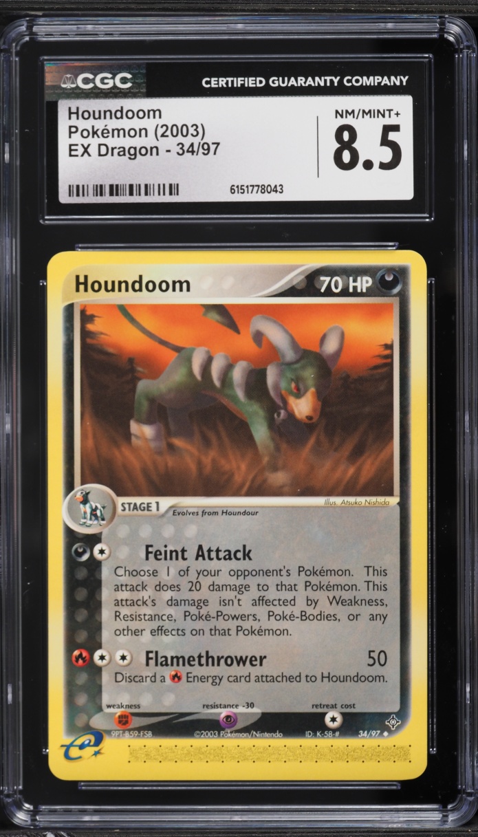 2003 Pokemon EX Dragon Houndoom #34 CGC 8.5 NM-MT+