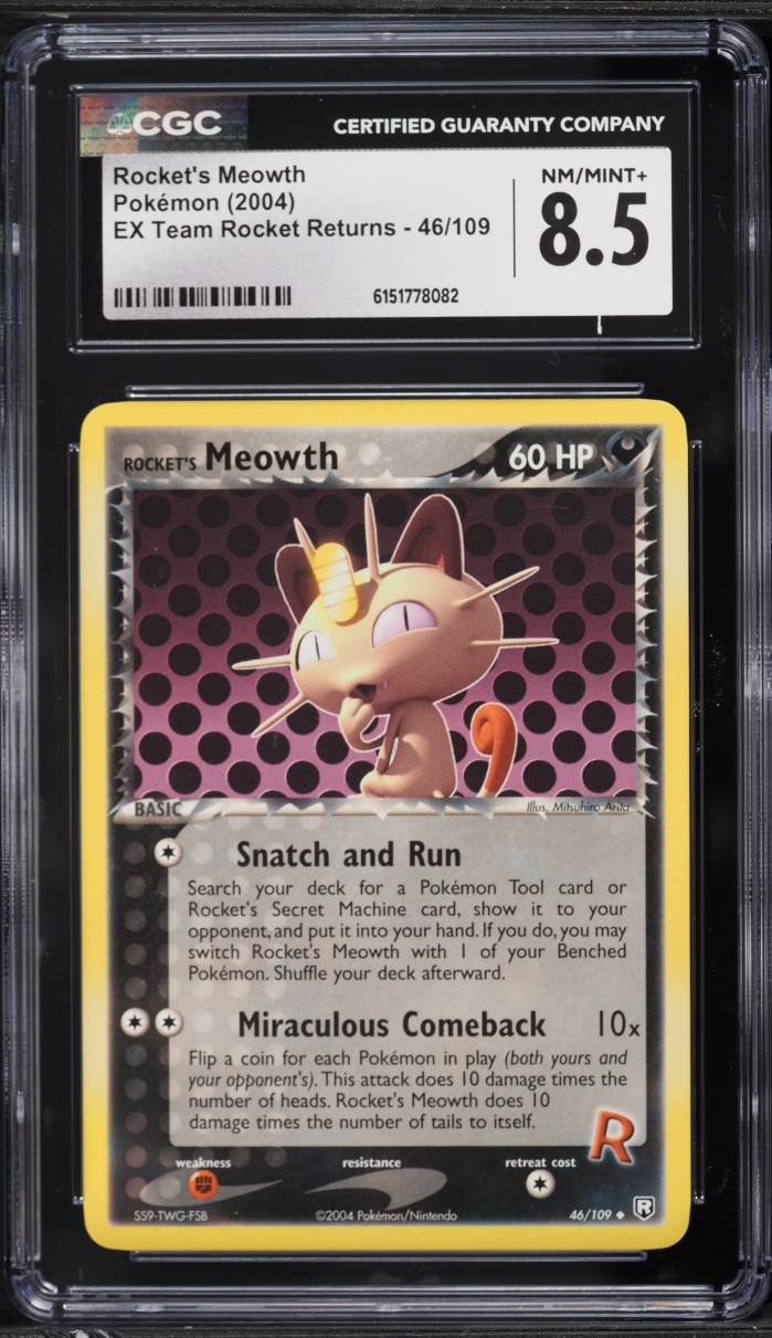 2004 Pokemon EX Team Rocket Returns Rocket's Meowth #46 CGC 8.5 NM-MT+