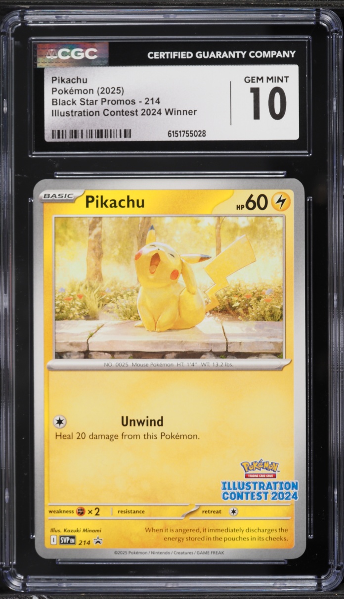 2025 Pokemon Scarlet & Violet Promo Illustration Contest Pikachu #214 CGC 10 GEM MINT