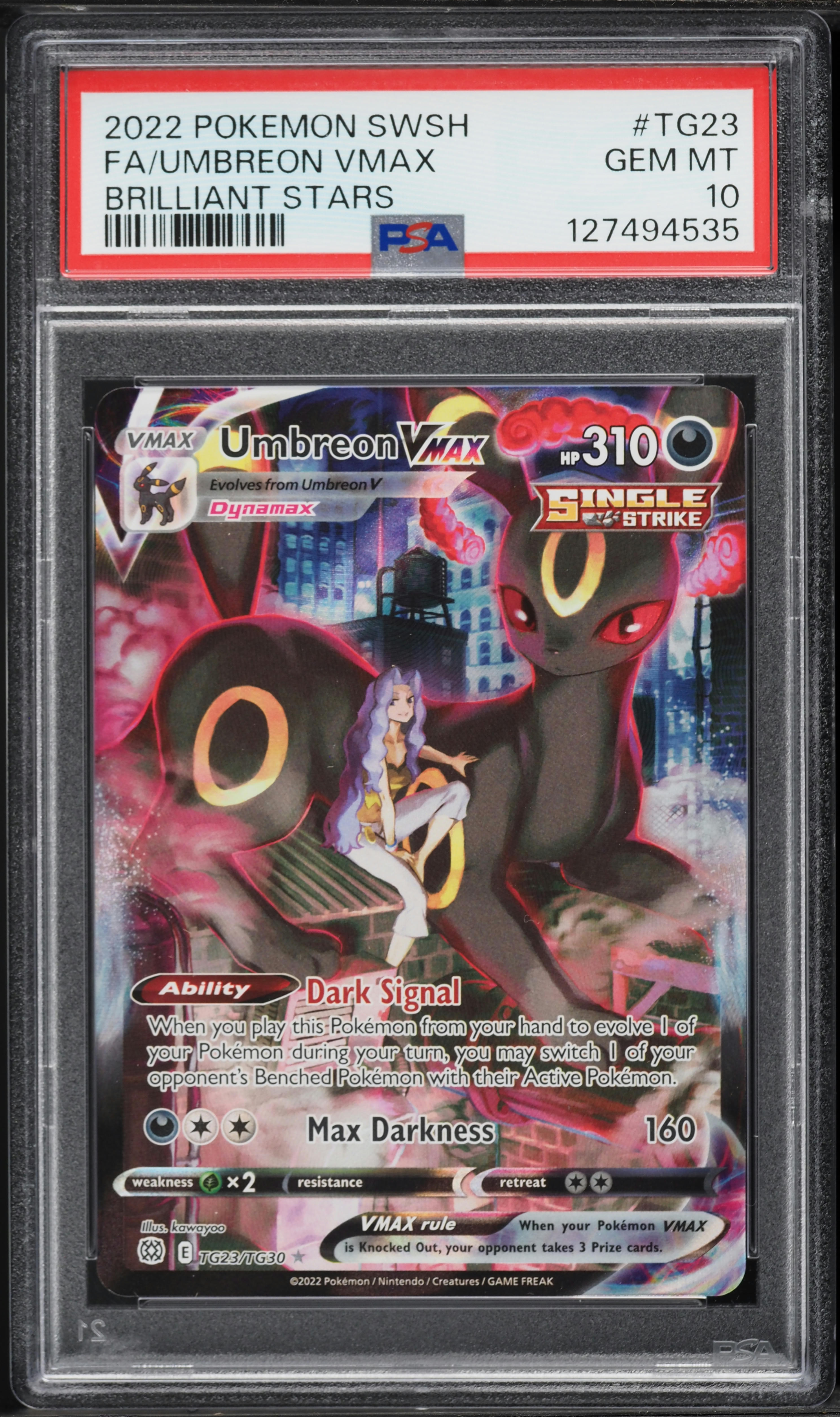 2022 Pokemon Sword & Shield Brilliant Stars CHR Umbreon VMAX #TG23 PSA 10 GEM MINT