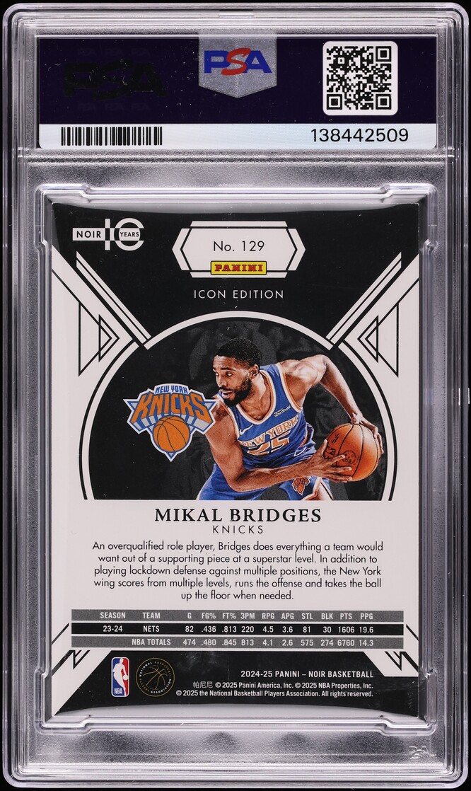 2024 Panini Noir Mikal Bridges /99 #129 PSA 7 NRMT