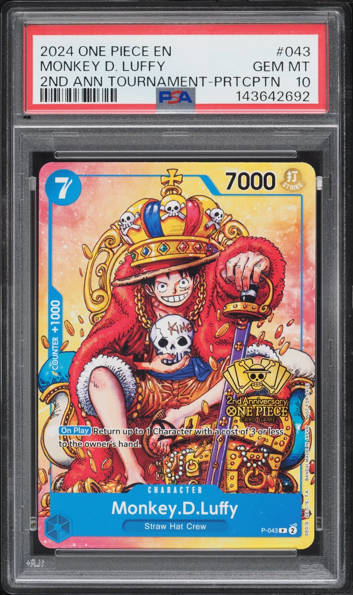 2024 One Piece Promo 2nd Anniv Tournament Participation Monkey D. Luffy #P-043 PSA 10 GEM MINT