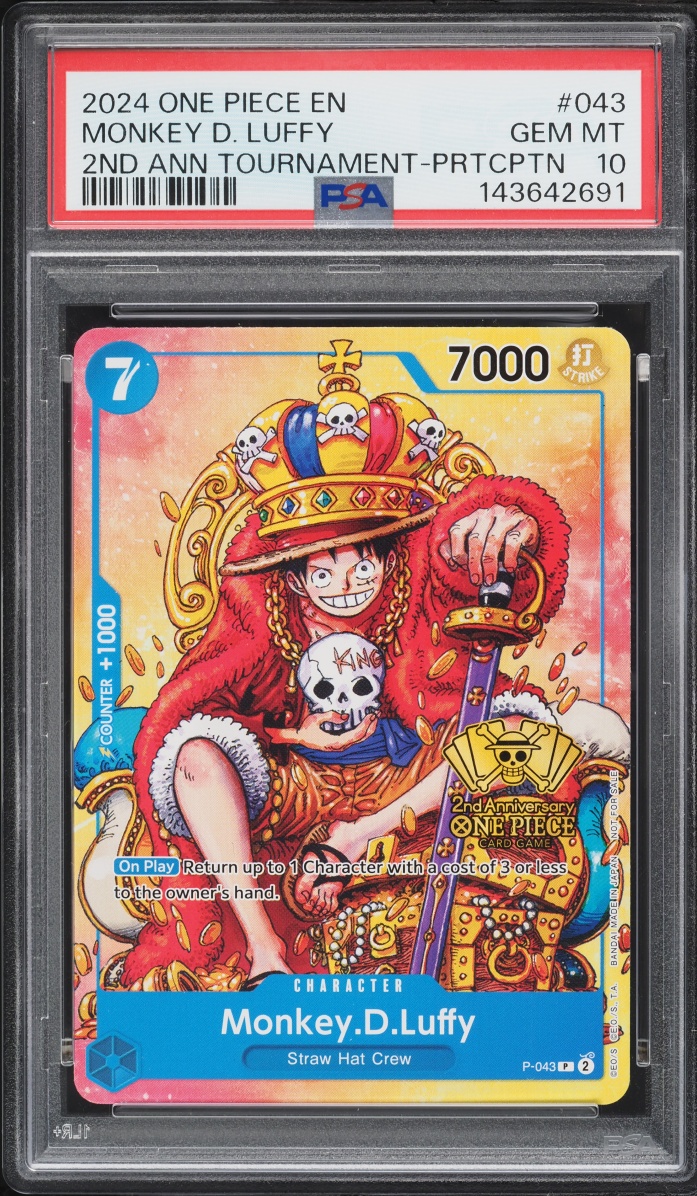 2024 One Piece Promo 2nd Anniv Tournament Participation Monkey D. Luffy #P-043 PSA 10 GEM MINT