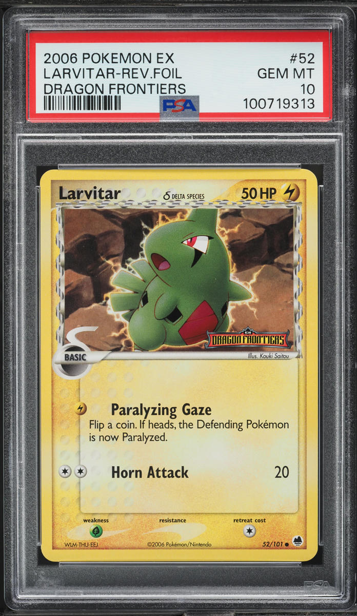 2006 Pokemon EX Dragon Frontiers Reverse Holo Larvitar #52 PSA 10 GEM MINT