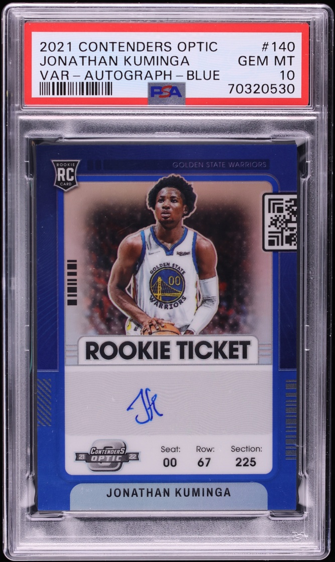 2021 Panini Contenders Optic Variation Blue Jonathan Kuminga ROOKIE AUTO /35 #140 PSA 10