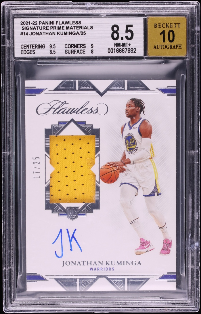 2021 Panini Flawless Signature Prime Jonathan Kuminga PATCH AUTO /25 #SPM-JKM BGS 8.5 NM-MT+