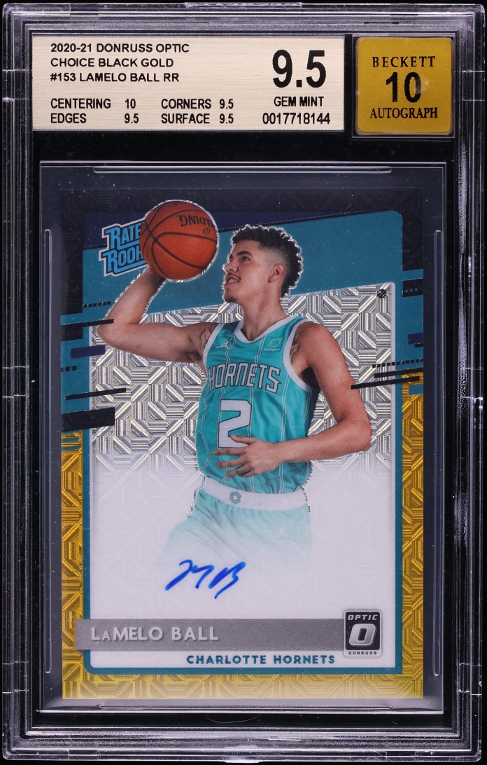2020 Donruss Optic Black & Gold Choice Prizm LaMelo Ball ROOKIE AUTO 8/8 #153 BGS 9.5 GEM MINT