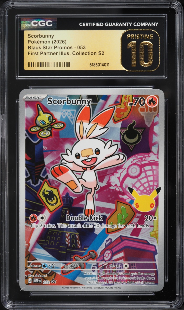 2026 Pokemon Mega Promo First Partner Illustration S2 Full Art Scorbunny #53 CGC 10 PRISTINE
