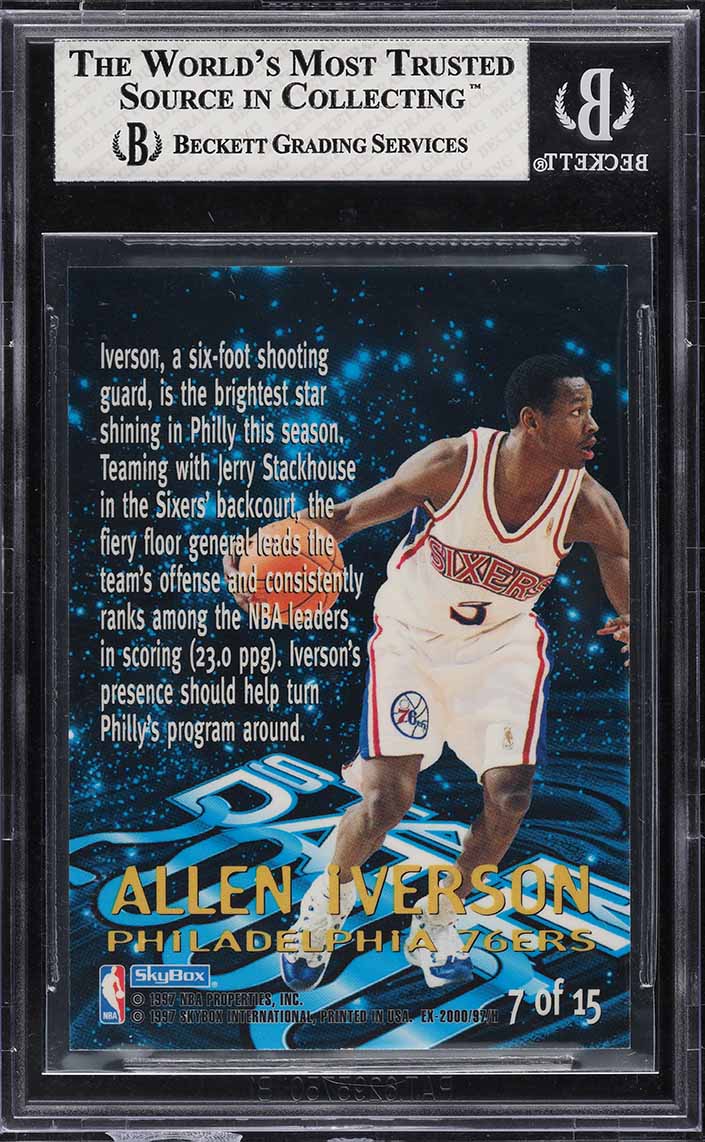 1996 Skybox E-X2000 Star Date 2000 Allen Iverson ROOKIE #7 BGS 7.5 NRMT+