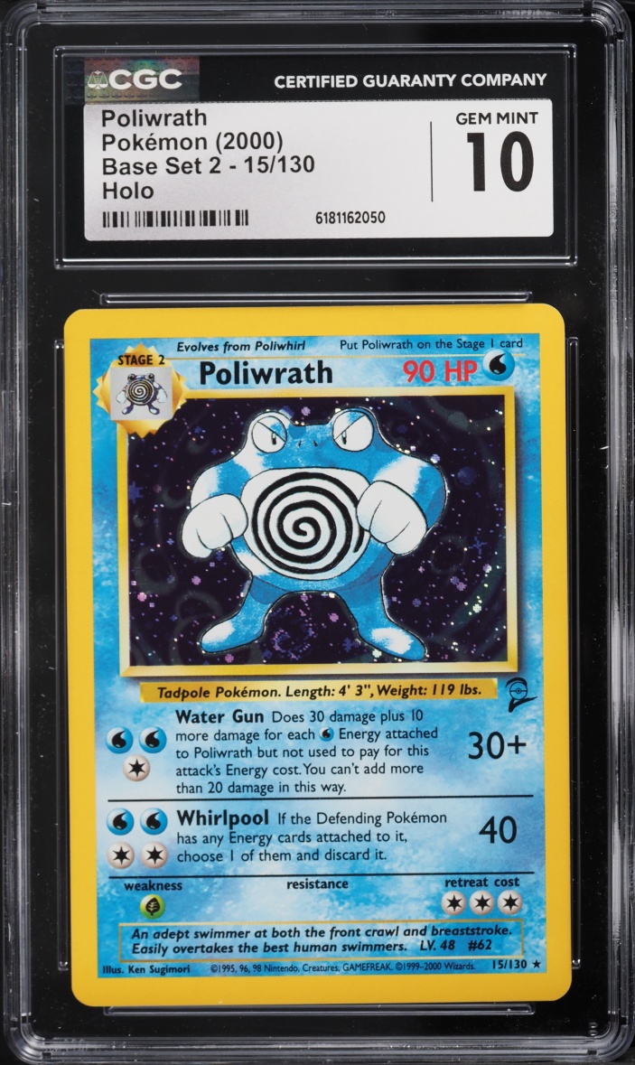 1999 Pokemon Base Set 2 Holo Poliwrath #15 CGC 10 GEM MINT