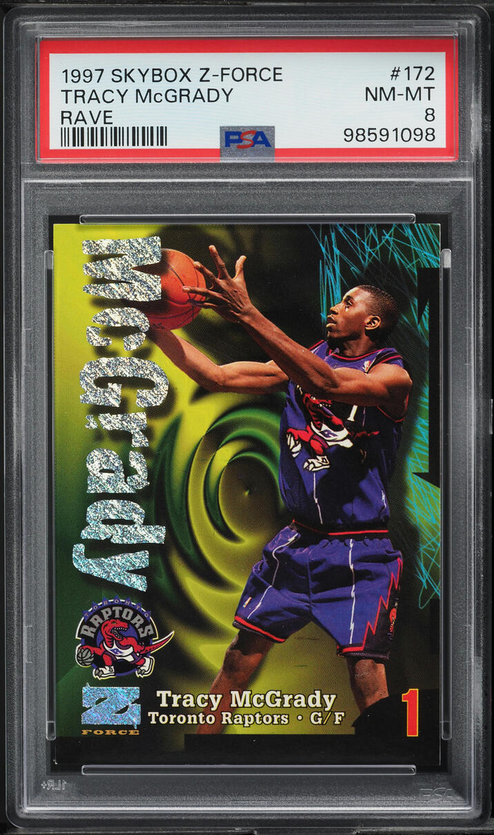 1997 Skybox Z-Force Rave Tracy McGrady ROOKIE /399 #172 PSA 8 NM-MT