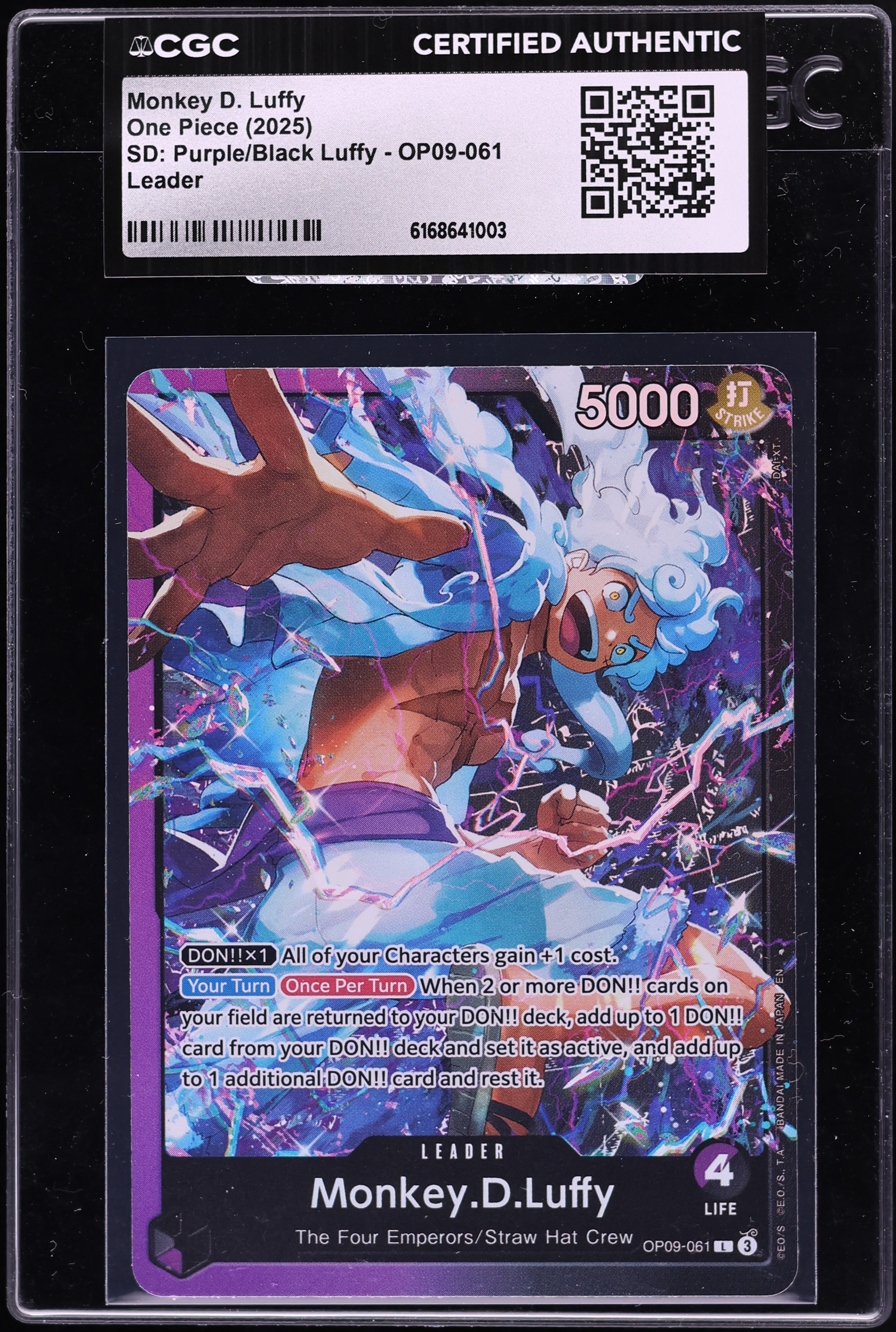 2025 One Piece Starter Deck Purple Black Leader Monkey D. Luffy #OP09-061 CGC AUTH