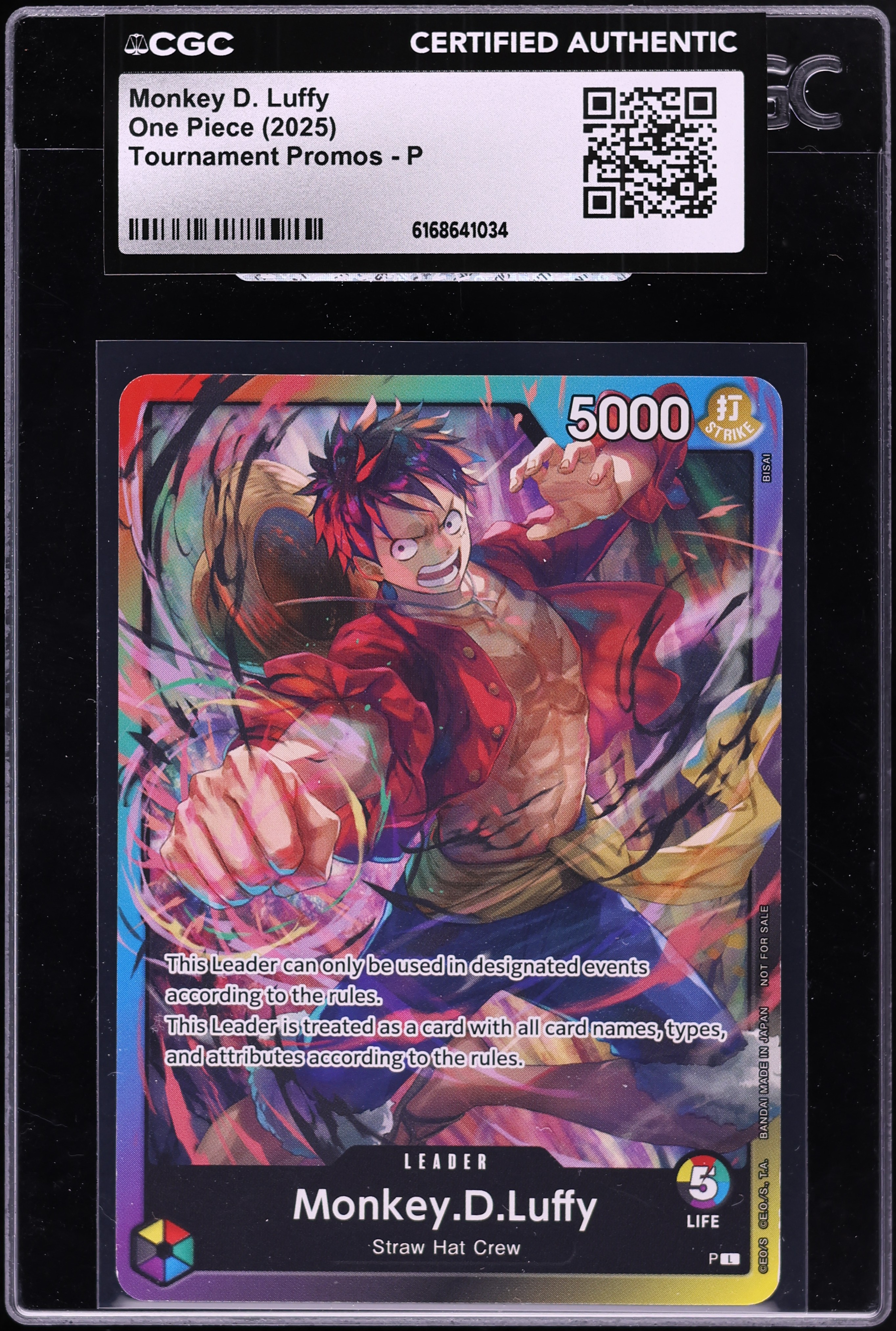 2025 One Piece Tournament Promo Leader Monkey D. Luffy #P CGC AUTH