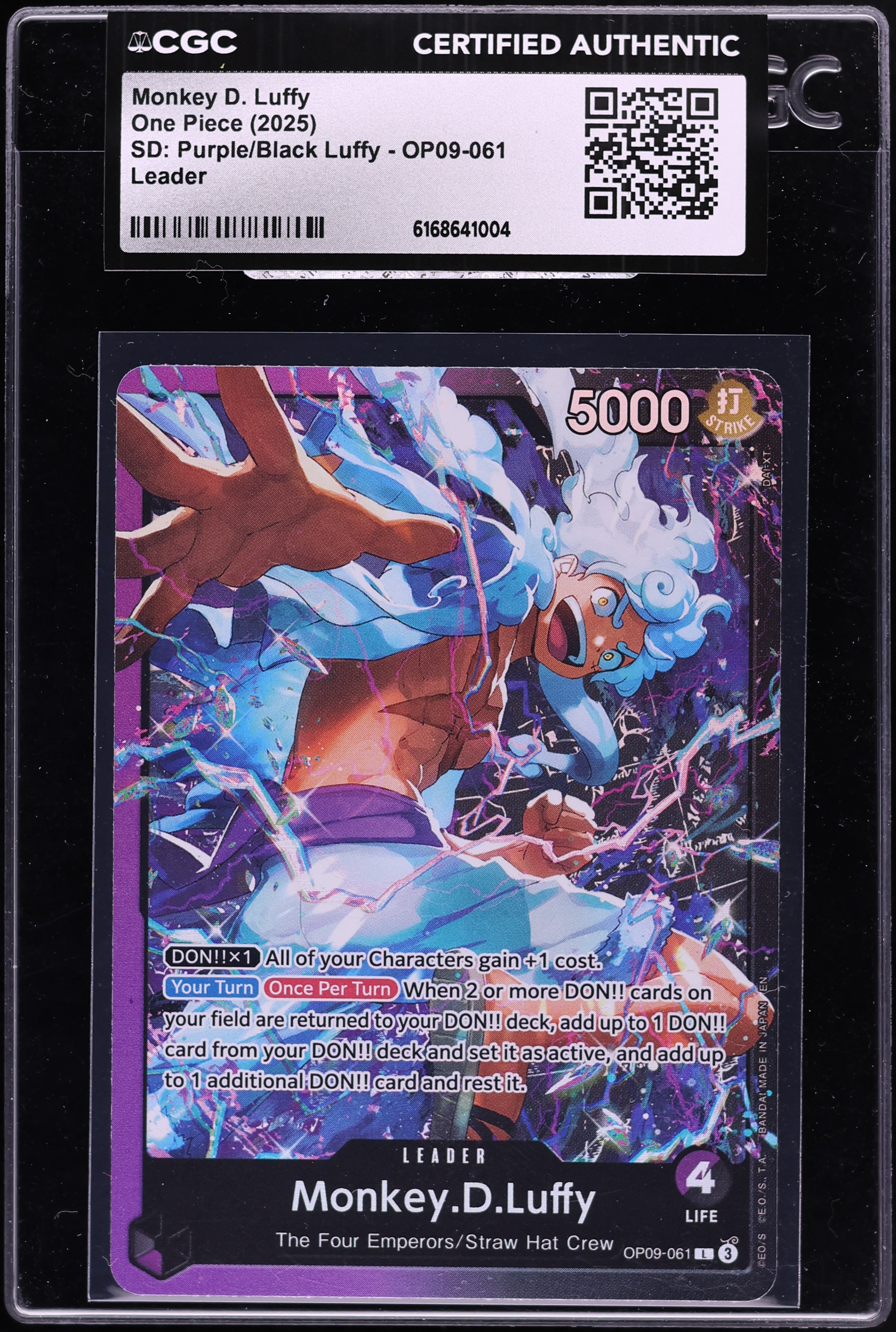 2025 One Piece Starter Deck Purple Black Leader Monkey D. Luffy #OP09-061 CGC AUTH