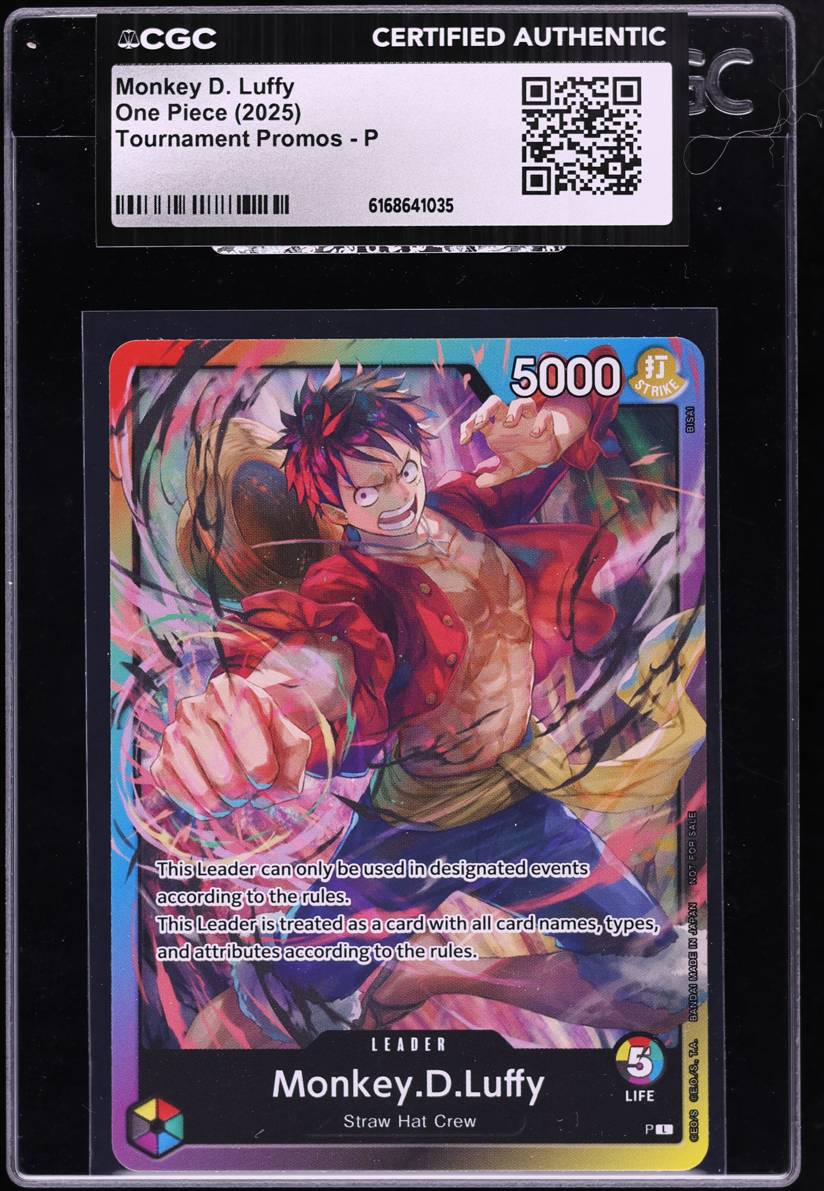 2025 One Piece Tournament Promo Leader Monkey D. Luffy #P CGC AUTH