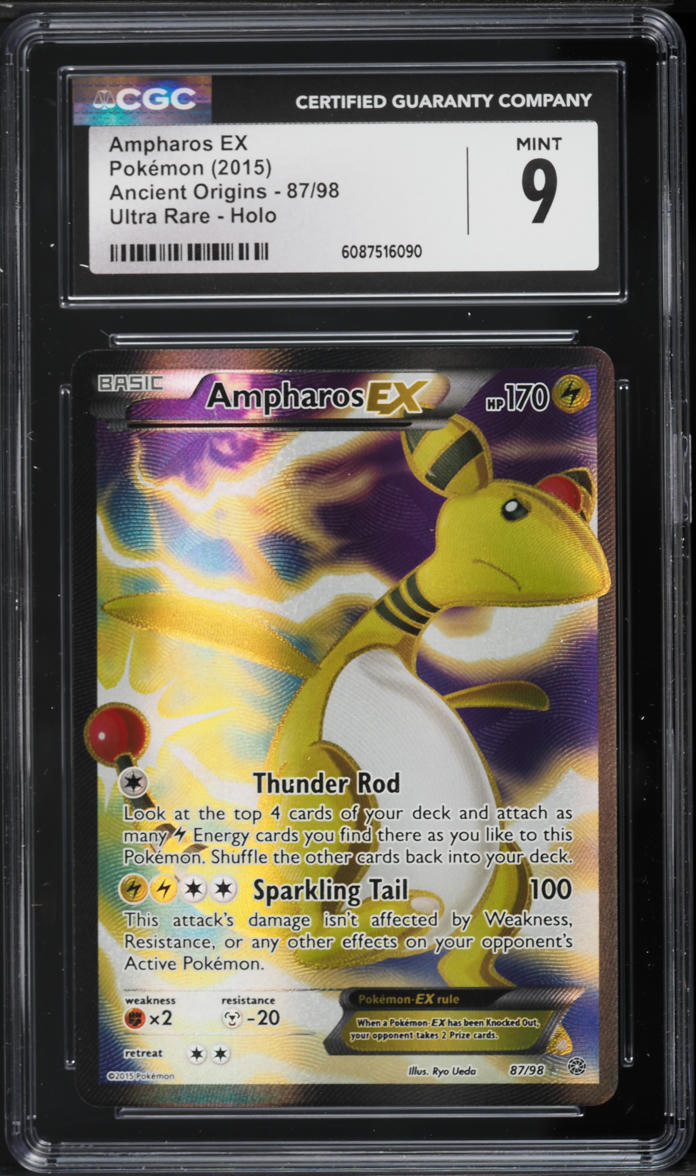 2015 Pokemon XY Ancient Origins Full Art Ampharos EX #87 CGC 9 MINT