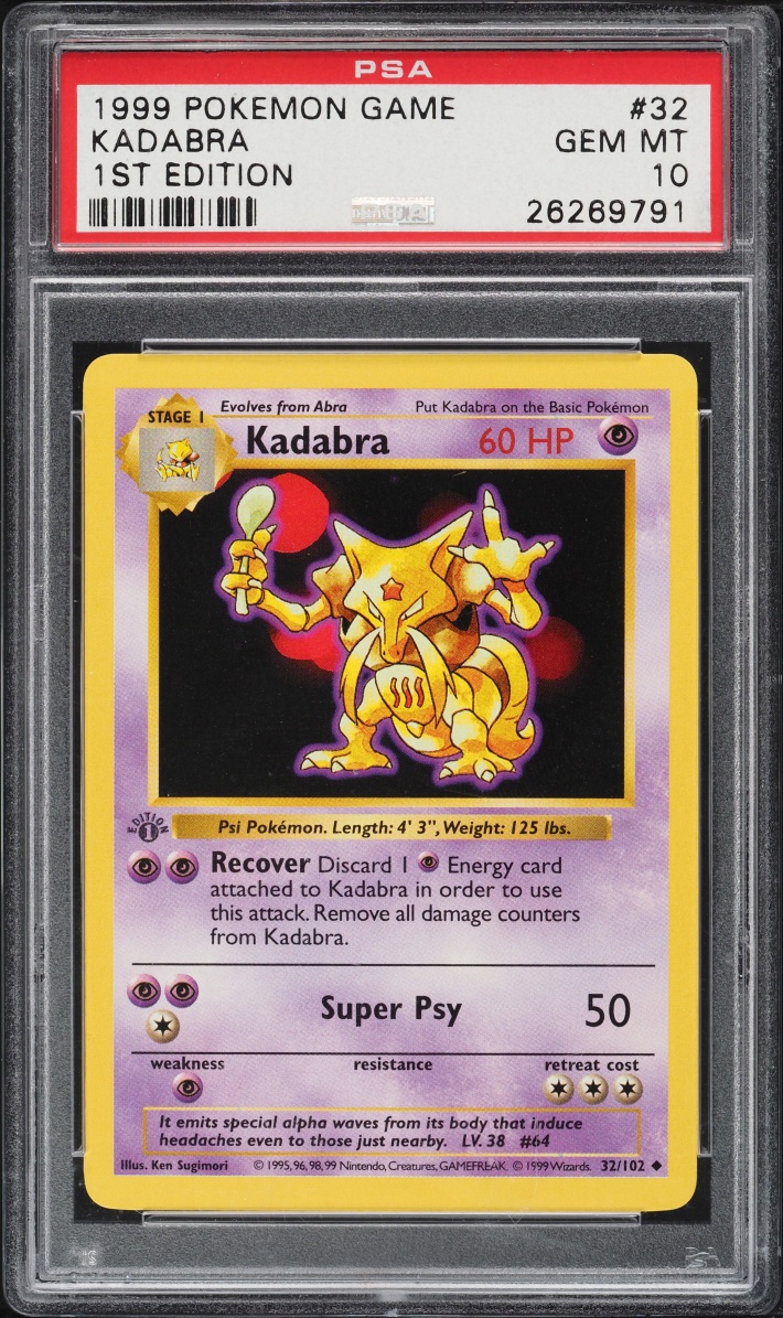 1999 Pokemon Base Set Shadowless 1st Edition Kadabra #32 PSA 10 GEM MINT