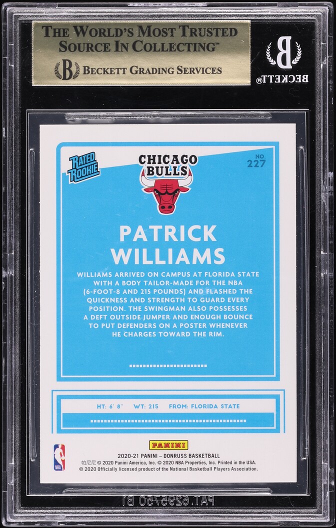 2020 Donruss Holo Orange Laser Patrick Williams ROOKIE #227 BGS 9.5 GEM MINT