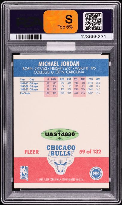 1987 Fleer Basketball Michael Jordan AUTO DNA 9 #59 MBA PSA 8 NM-MT