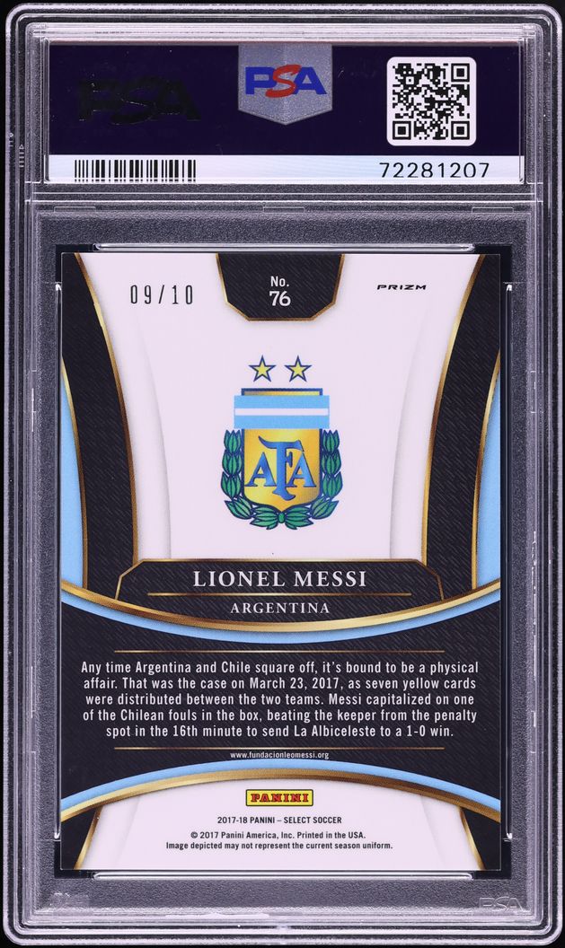 2017 Select Gold Prizm Lionel Messi /10 #76 PSA 8.5 NM-MT+